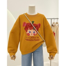 Alice İn Wonderland Baskılı Unisex Sweatshırt Sari