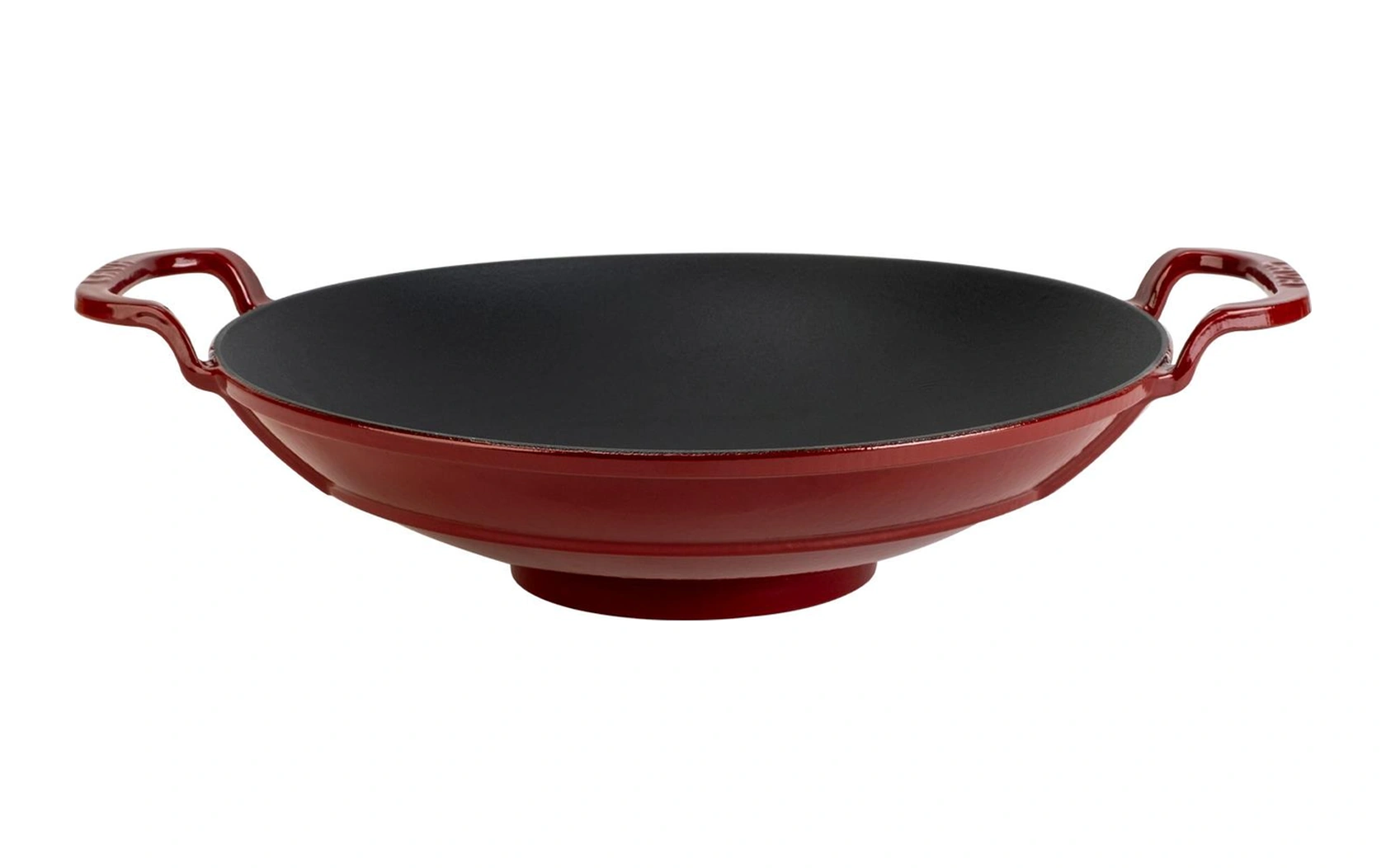 Lava Döküm Yuvarlak Wok Döküm Demir Yekpare Çift Kulplu Çap Ø 38cm.-bordo Bordo