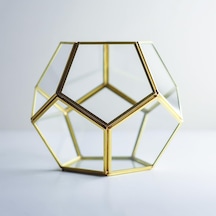 21x21x17cm Pirinç Gold Geometrik Teraryum Cam Fanus Aksesuar Çikolata Kutusu Diğer