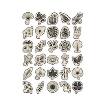 30 Adet Siyah Beyaz Vintage Botanik Sticker Seti - Laptop Ajanda Defter İçin