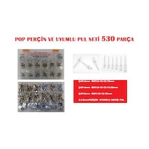 POP PERÇİN VE UYUMLU PUL SETİ 530 PARÇA  3-4-5mm