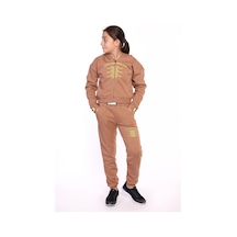 Toontoy Kids Toontoy Kız Çocuk Baskılı İçi Pamuklu Eşofman Takımı Füme