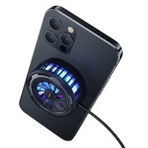Benks W07 2 in 1 Magnetic RGB Telefon Soğutucu Fan & MagSafe Şarj Aygıtı 15W Kablosuz Şarj Aleti - ZORE-218868 Siyah