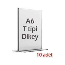 A6 T-Tipi Dikey Şeffaf Pleksi Mika Föylük Menü Broşürlük Etiketlik (10 Adet)