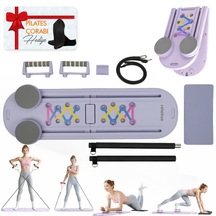 Çok Fonksiyonlu Pilates Fitness Tahtası Direnç Bant Ev Core Karın Kol Sırt Güçlendirme Egzersiz Mor Renk Çorap Hediye