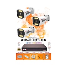 Fury 3 Lü Sesli 6 Warm Led Gece Renkli Görüş Su Geçirmez Güvenlik Kamerası Seti 500gb