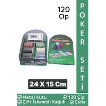 Premium Blackjack Texas Holdem Casino 120 Poker Çip Çift İskambil Kağıdı Metal Kutu Poker Oyunu Seti