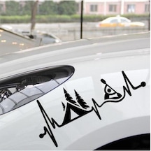 Kamp Çadırı Kayık Kalp Atışı Tasarım Oto Sticker Siyah 25 7 Cm