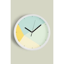 Soyut - Geometrik Temalı Modern Duvar Saati - 42cm - Önü Camlı Beyaz Kasa - Sessiz Mekanizma-jh0423 Beyaz