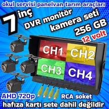 4 Ahd 720p 170 Derece Geniş Açılı Balık Gözü Kamera 7 İnç 256 Gb Qled Dvr Monitör Seti - 12 Volt