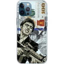 Apple Uyumlu iPhone 12 Pro Max  Scarface Dolar Tasarımlı Baskılı Silikon Kılıf Renkli