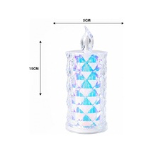 12 Adet Led Candle Kamp Büyük Boy Çap:5cm - Y: 16cm Pilli Led Mum Mika Kristal Plastik Yakut-13637 Çok Renkli