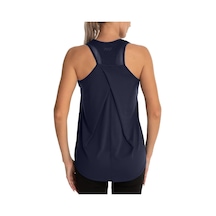 Ghassy Co. Kadın Cross Üst Sırt File Detaylı Antrenman Yoga Spor Atlet Tank Tops 1783 001 Lacivert