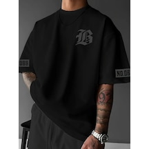 Ertaştrendstore Erkek Baskılı T-shirt Kısa Kol Bisiklet Yaka Regular Fit Yazlık Tişört - Siyah Çok Renk