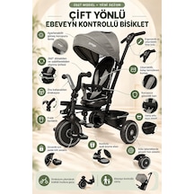 2027 Model Yeni Sezon Yeni Model Çift Yönlü Ebeveyn Kontrollü 3 Teker Bisiklet Gri