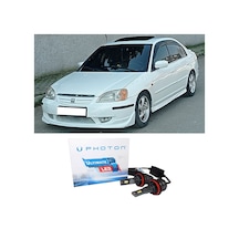 Honda Civic Vtec 1 Es7 Led Xenon Uzun Kısa Far Ampulü H4 Ultimate 9500 Lumens Yeni Seri Beyaz 2001-2004