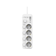 Inca Ipw-48by3 4 Port 2xusb+ 2xtype-c Akım Korumalı Bağımsız Led Tuşlu Priz 3m - Beyaz
