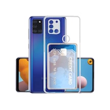 Kvy Samsung Galaxy Uyumlu A21s Kamera Korumalı Kartlıklı Setra Şeffaf Silikon Kılıf