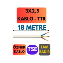 Öznur 3x2,5 Ttr Kablo Metre Seçenekli Beyaz - 18 Metre