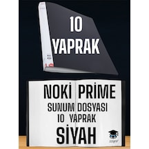 10 Yaprak Siyah A4 Sunum Dosyası Noki Prime Yüksek Kalite Poşet Kalınlığı Yerli Üretim Çok Renkli
