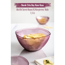 Akrilik Barok Mürdüm Orta Boy Kare Meyve & Salata Kasesi & Karıştırma Kabı / 1,5 Lt Cam Değildir
