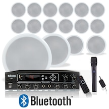 16 Lı Tavan Hoparlörlü El Mikrofonlu Bluetooth Anfi Ses Sistemi Seti
