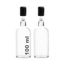 Çelik Roll On Şişesi 100 ML Sızdırmaz Siyah Kapaklı Şeffaf Cam Şişe 2 Adet