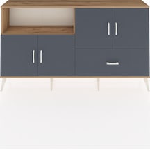 Arges Konsol 4 Raflı Tek Çekmeceli 4 Kapaklı 176x30x99 Çam-antras Çam-antrasit