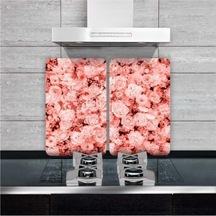 Cam Ocak Koruyucu ve Kesim Tablası Çoklu Güller 80Cm X 52Cm 2 P