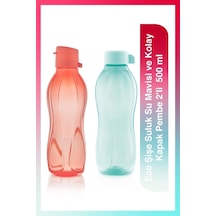 Eco Şişe Suluk Su Mavisi Ve Kolay Kapak Pembe 2'li 500 Ml Nar Çiçeği-turkuaz