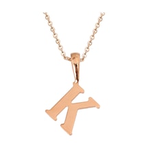 Kuyumcudukkani Zincirli Rose Altın Renk "k" Harfli Kolye Rose Gold