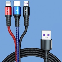 Telefonlara Uyumlu Type-c Micro Lightning 3lü Şarz Kablo Universl