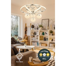 Modern Luvina Krom 3 Renk Işık Özellikli Power Led Kaplama Sarkıt Led Avize Salon Avize