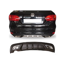 Vw Jetta Mk6 Uyumlu Difüzör Difizör Siyah + Kare Egzoz Görünüm C Tip 2010-2018