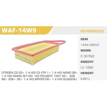 WINKEL WAF-14W9 Hava Filtresi 206 207 307 Bipper / Xsara C2 C3 Nemo / Fiesta Fusion 1.4 HDI 1.4 TDCI Çanta Tıp