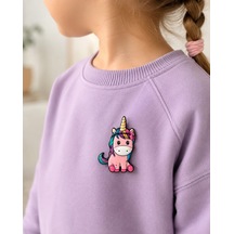 Sevimli Unicorn Figürlü Çocuk Rozeti Renkli Çanta Ve Kıyafet Aksesuarı Gri 11800378