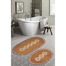 Eyfel Saçakli Banyo Takımı 2 Pcs Açik Kahve Açık Kahve