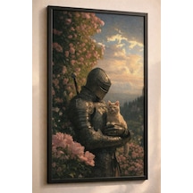 Şövalye Ve Kedisiyle Huzur Dolu Sahne Estetik Duvar Posteri , Çerçevesiz Poster