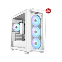 Asus A23 Plus M-atx Kasa Gizli Konnektör Destekli 360 Mm Radyatör Ve 380 Mm Ekran Kartı Uyumlu 4 Argb Fanlı Kasa Beyaz