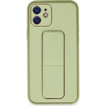Gld-spt- Newface Apple Uyumlu iPhone 12 Kılıf Coco Deri Standlı Kapak - Su Yeşili
