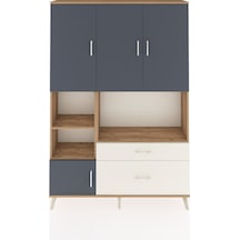 Arges Dolap 7 Raflı 2 Çekmeceli 5 Kapaklı 132x30x195 Çam-antr... Çam
