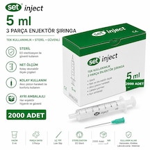 Set İnject 5 Ml 3 Parça Yeşil Uçlu Enjektör 2000 Adet