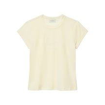 Calvin Klein Ss Velour Logo Tee Kadın Krem T-shirt