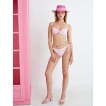 Koton Bikini Üstü Kaplı Bağlama Detaylı Balenli Pembe 3sak10022mm 3SAK10022MM261 Gülkurusu