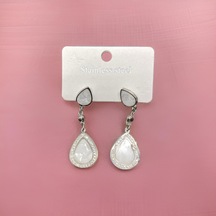 Zarif Damla İnci Model Gümüş Renk 316l Antialerjik Çelik Kadın Küpe Gümüş