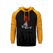 God Of War Kratos Logo Sarı Renk Reglan Kol Kapşonlu Sweatshirt Sarı