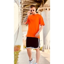 Flood Of Style Erkek Turuncu Düz Oversize Tshirt