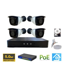 5mp 1440p 4 Kameralı 320gb Hdd Ip Poe Güvenlik Kamerası Seti