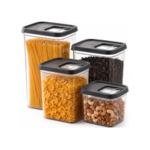 Kayar Kapaklı Saklama Kabı Seti, 7 Litre, 4 Farklı Boyut, Kapağı Kaydır Kolayca Dök Kullan, Plastik Mutfak Düzenleyici Organizer, Sürgülü Kolay Kullanım 0,8/1,6/2,4/3 L