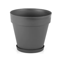 Serinova Ys06 Yalı Saksı Drenaj Aparatlı Tabaklı Dekoratif Saksı 37cm, 23 Litre Antrasit Belirtilmemiş